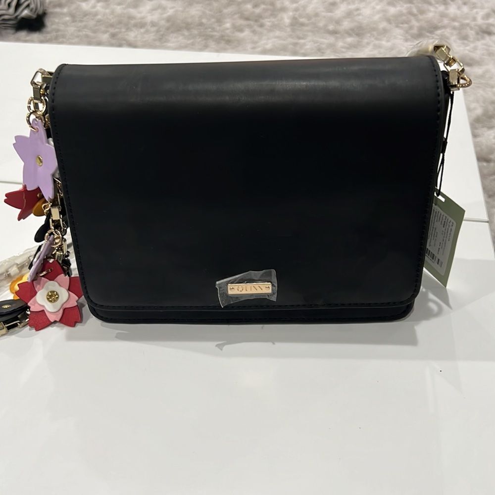 Quinn Black Floral Chain Crossbody Bag NWT